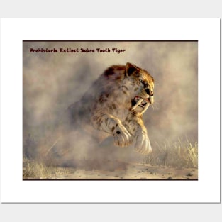 Prehistoric Smilodon  Giant Extinct Sabre Tooth Tiger Posters and Art